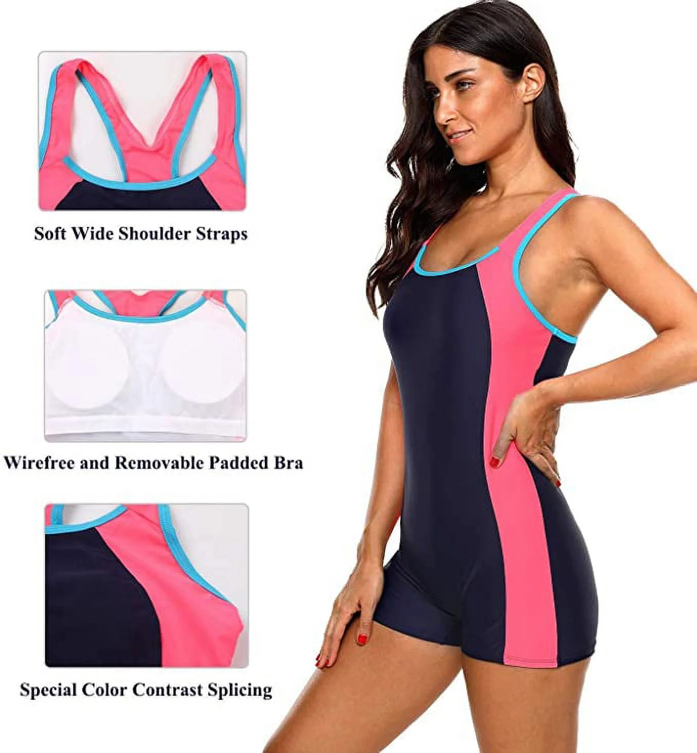 Swimsuits for Women One-Piece Bathing Suits Racerback Boyleg Sports Swimwear