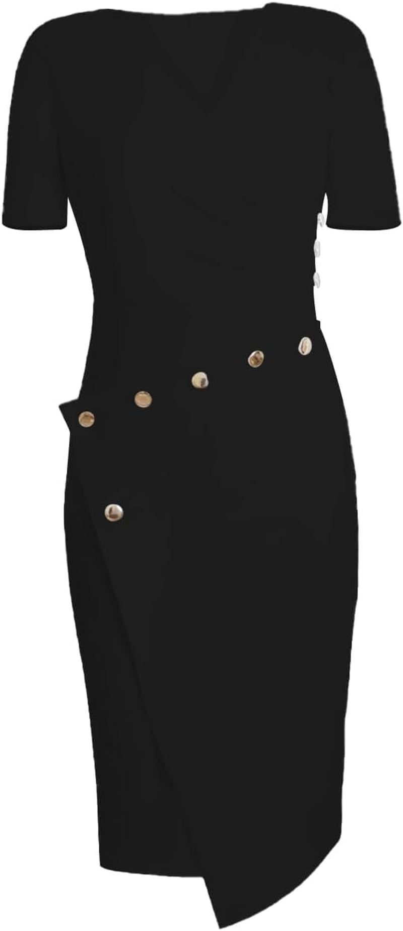 Women'S Deep V Neck Casual Work Bodycon Cocktail Party Pencil Midi Dress