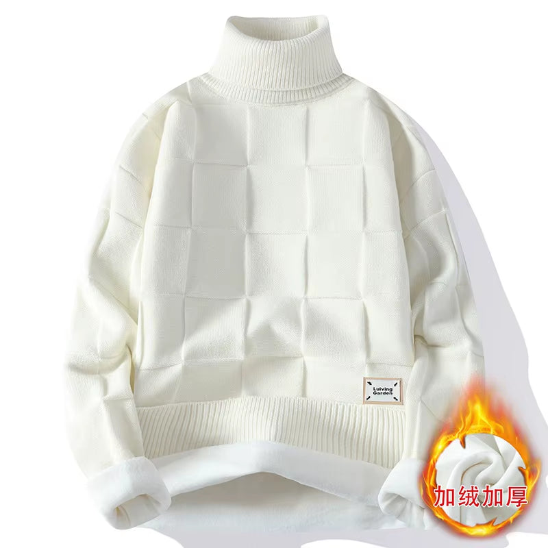 New Winter Men Fleece Warm Turtlenecks Sweaters Man Knitted Loose Casual Pullovers Good Quality Male Winter Sweaters Size 4XL