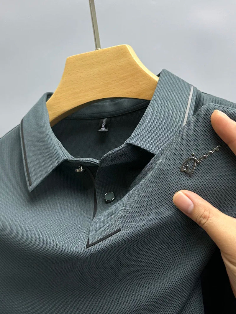 High End Luxury Brand Fashion Hot Diamond Short Sleeve Advanced Printed POLO Shirt Summer New Korean Version Men'S Lapel T-Shirt