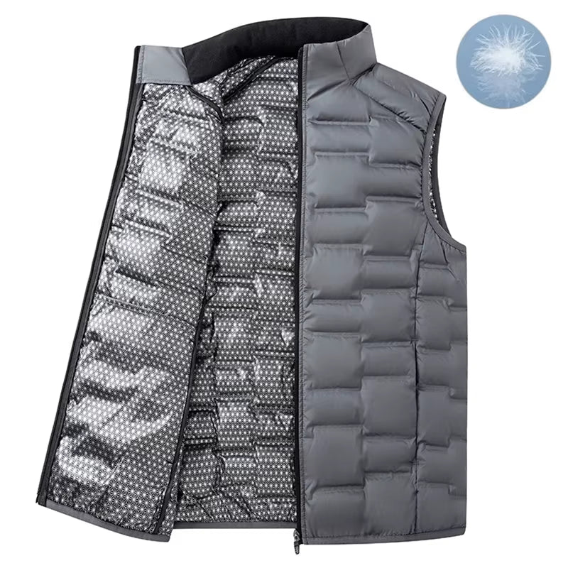 Men Winter New White Duck down Vest Men Warm Windproof Stand Collar Sleeveless Vest Men Ultralight Waterproof Waistcoat Male