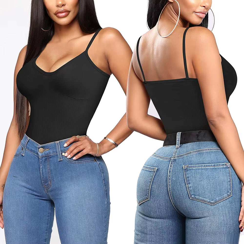 Women'S Cotton Camisole with Shelf Bra Adjustable Spaghetti Strap Tank Top Cami Tanks 2/3 Packs Shapewear Body Shaper