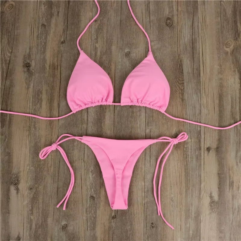 Summer Swimsuit Women Sexy Bikini Set Push-Up Padded Bra Thong Two Pieces Swimwear Beachwear Bathing Suit Female Sexy Swimsuits