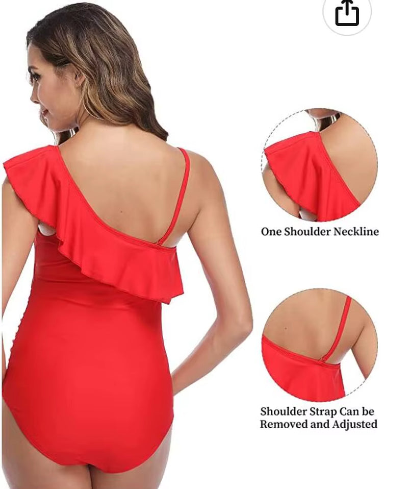 2023 Maternity Swimwear One Piece Swimsuit Beachwear Solid Summer Swimwear Women