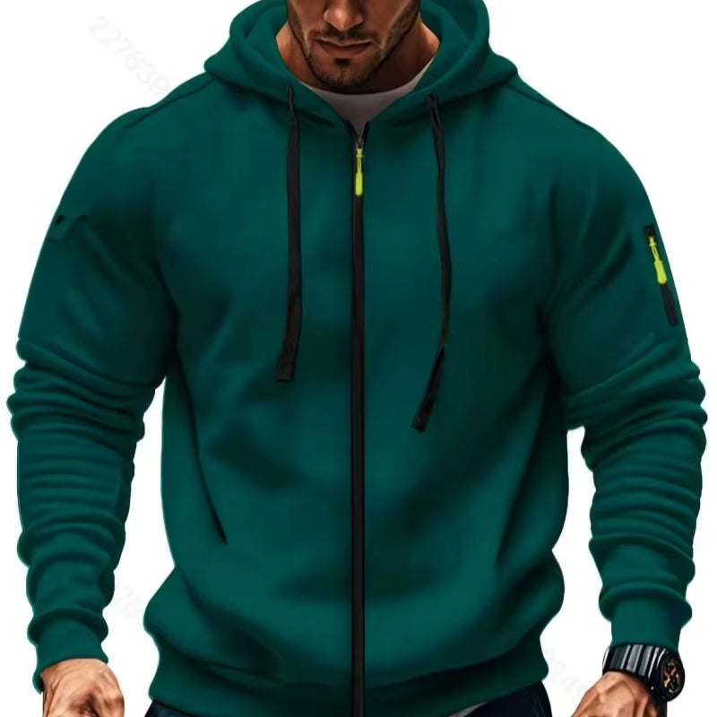 Men'S Autumn Winter New Hoodies Long Sleeve Sweatshirt Zipper Design Hooded Sweatshirt for Men Sportswear Slim Fit Casual Jacket
