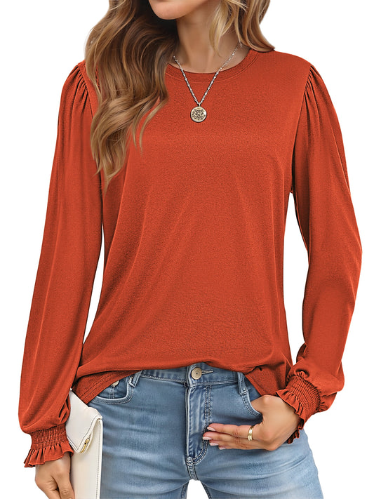 Blouses for Women Dressy Puff Sleeve Tunic Tops Casual Fall Shirts
