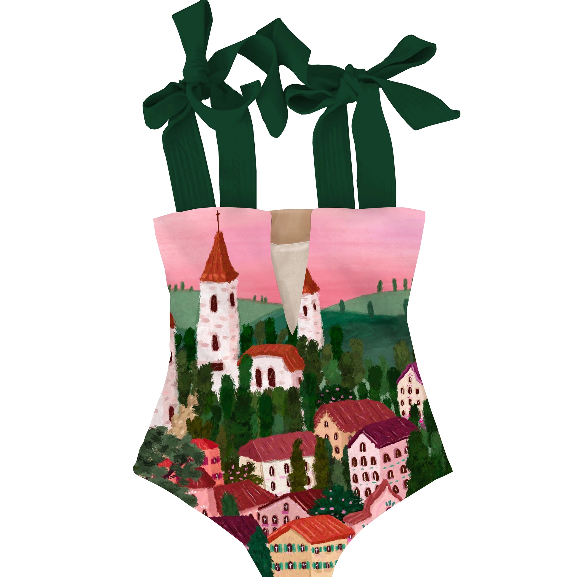One Piece Swimsuit New Cute Swimwear Women Bow Swimwear Hollow Out Bathing Suit Back Crisscross Monokini Swim