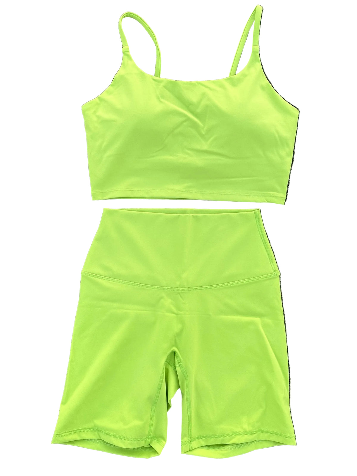 Solid Color Gym Cycling Shorts Yoga Set Short Legging +Spaghetti Straps Sport Bra Athletic Women Suit Comprehensive Training Jog
