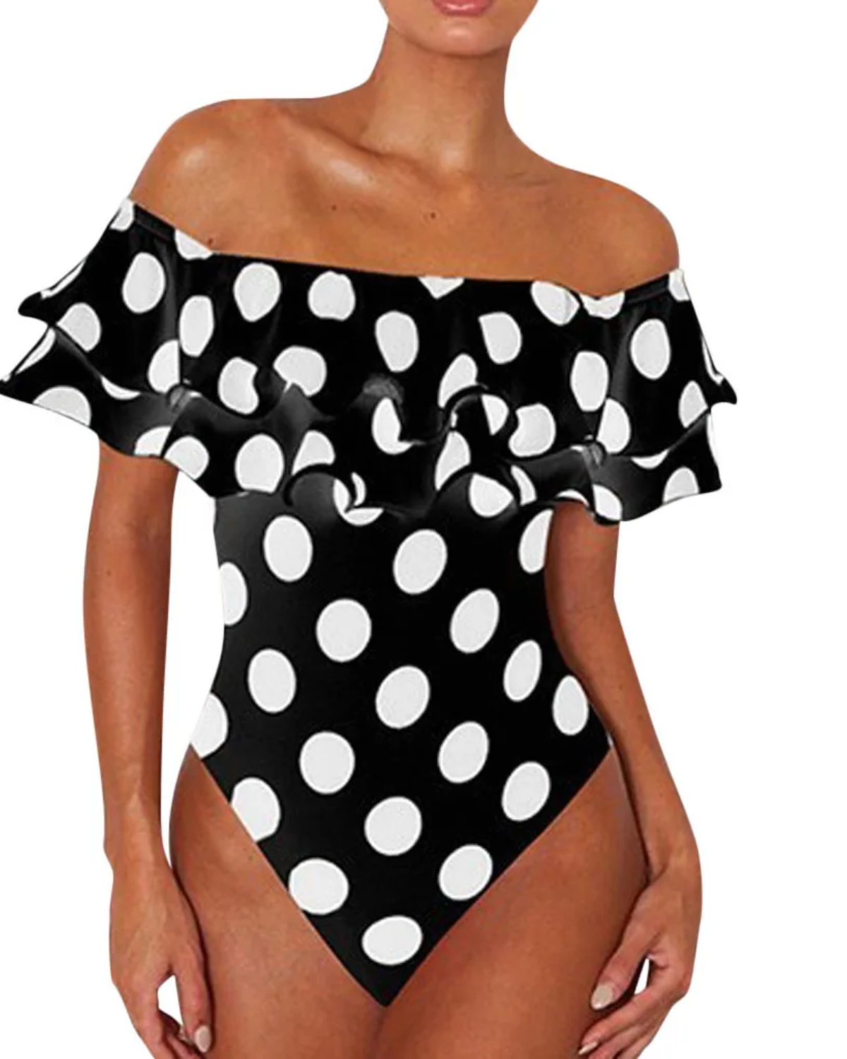 Polka Dot Ruffle Push-Up Swimsuit