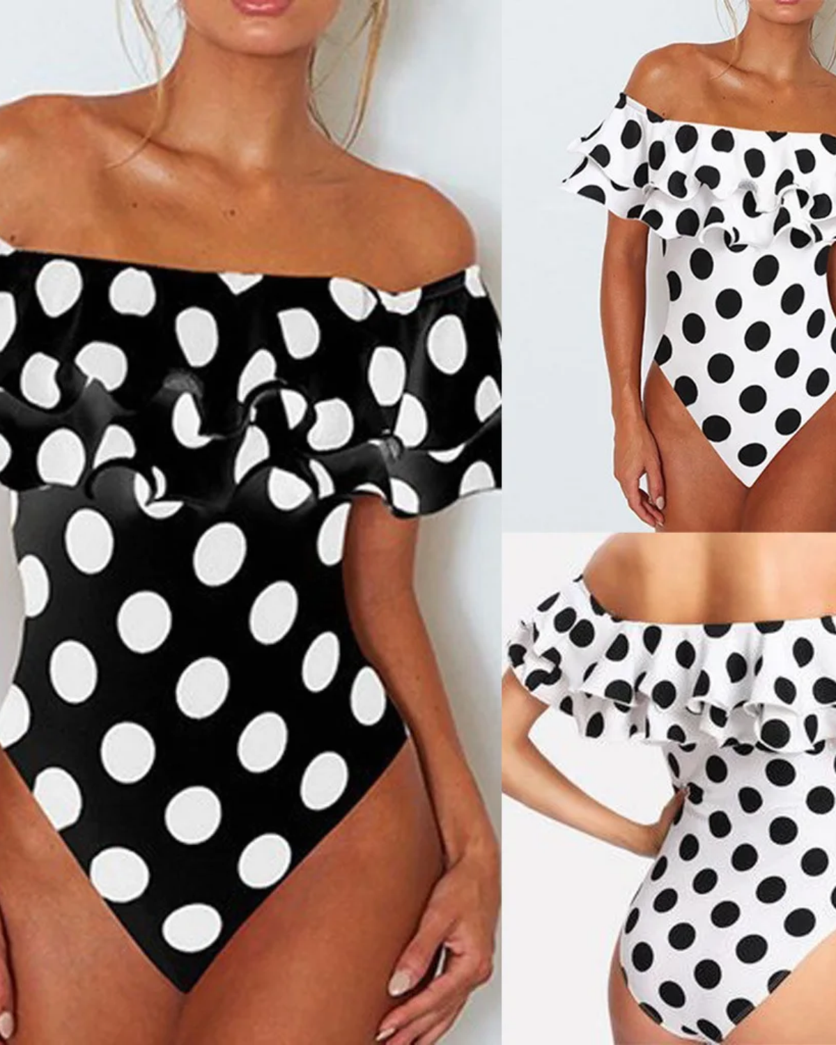 Polka Dot Ruffle Push-Up Swimsuit