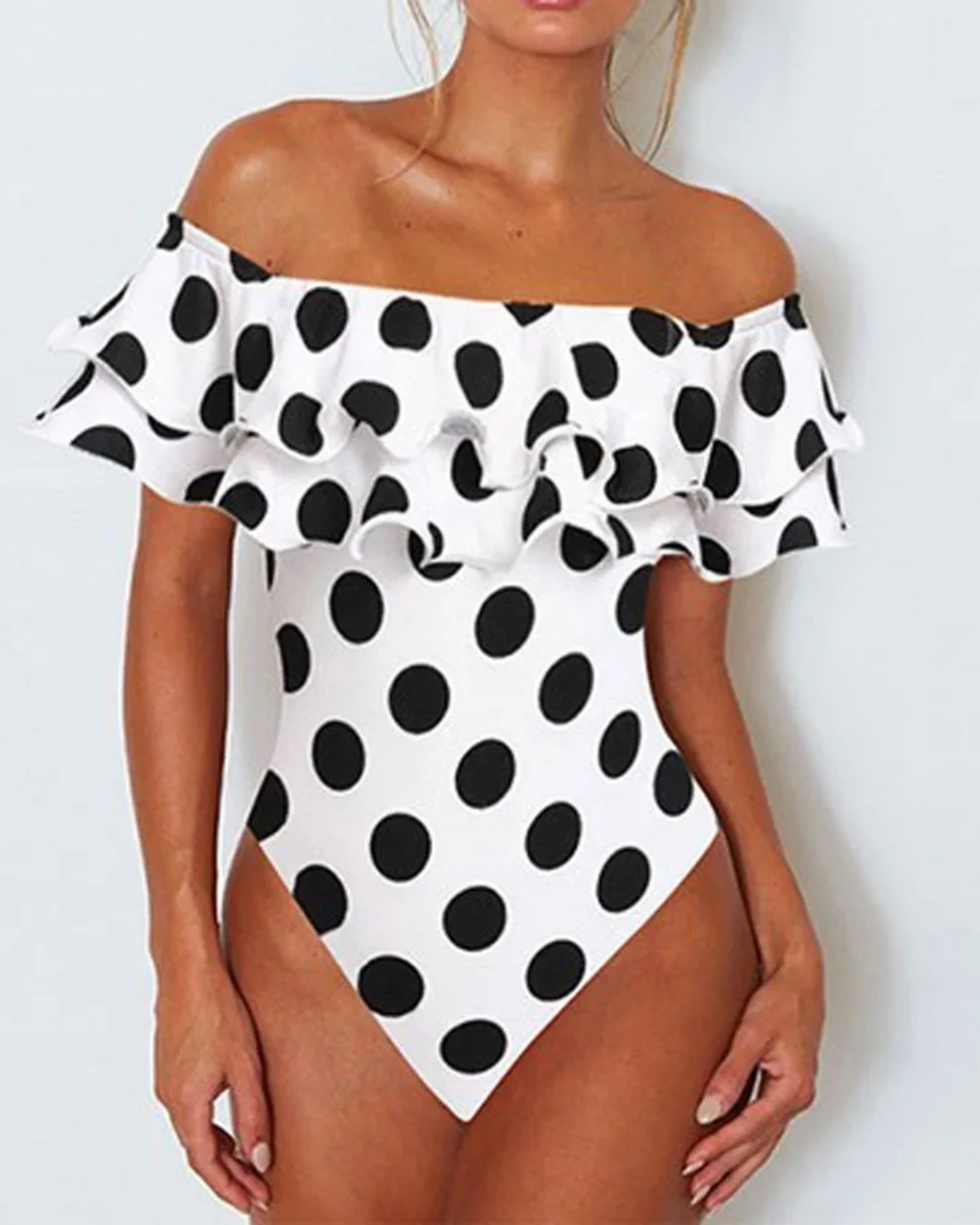 Polka Dot Ruffle Push-Up Swimsuit