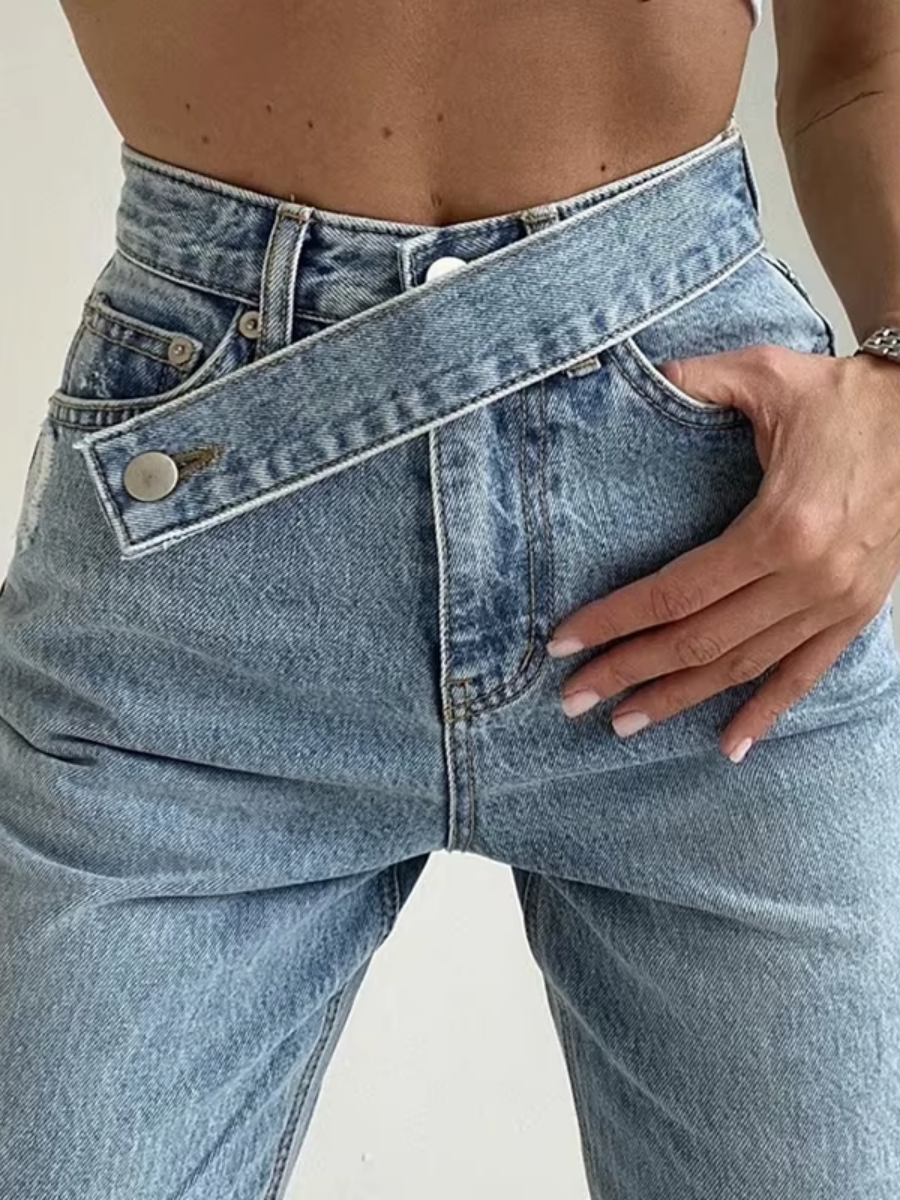 High Waist Loose Straight Denim Jeans