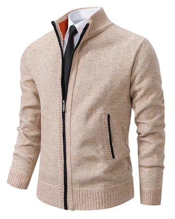 Fleece-Lined Zipper Cardigan