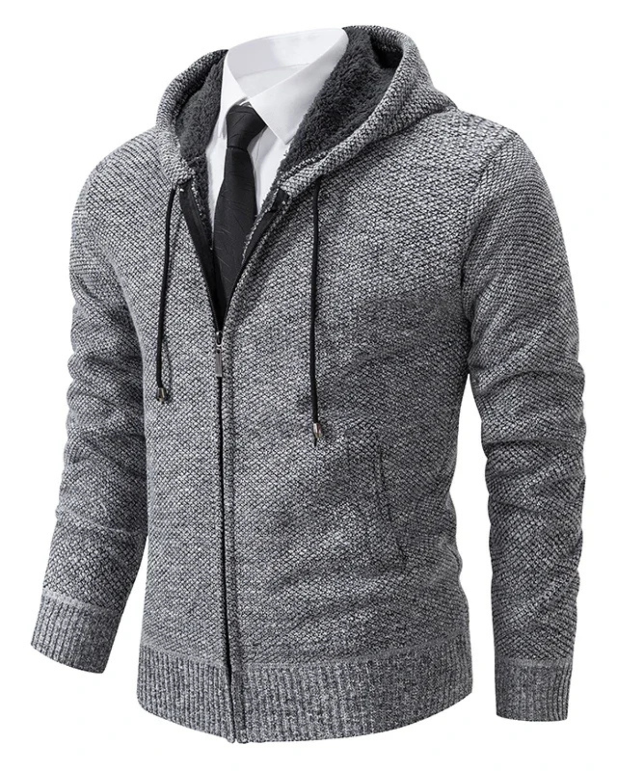 Fleece-Lined Zipper Cardigan