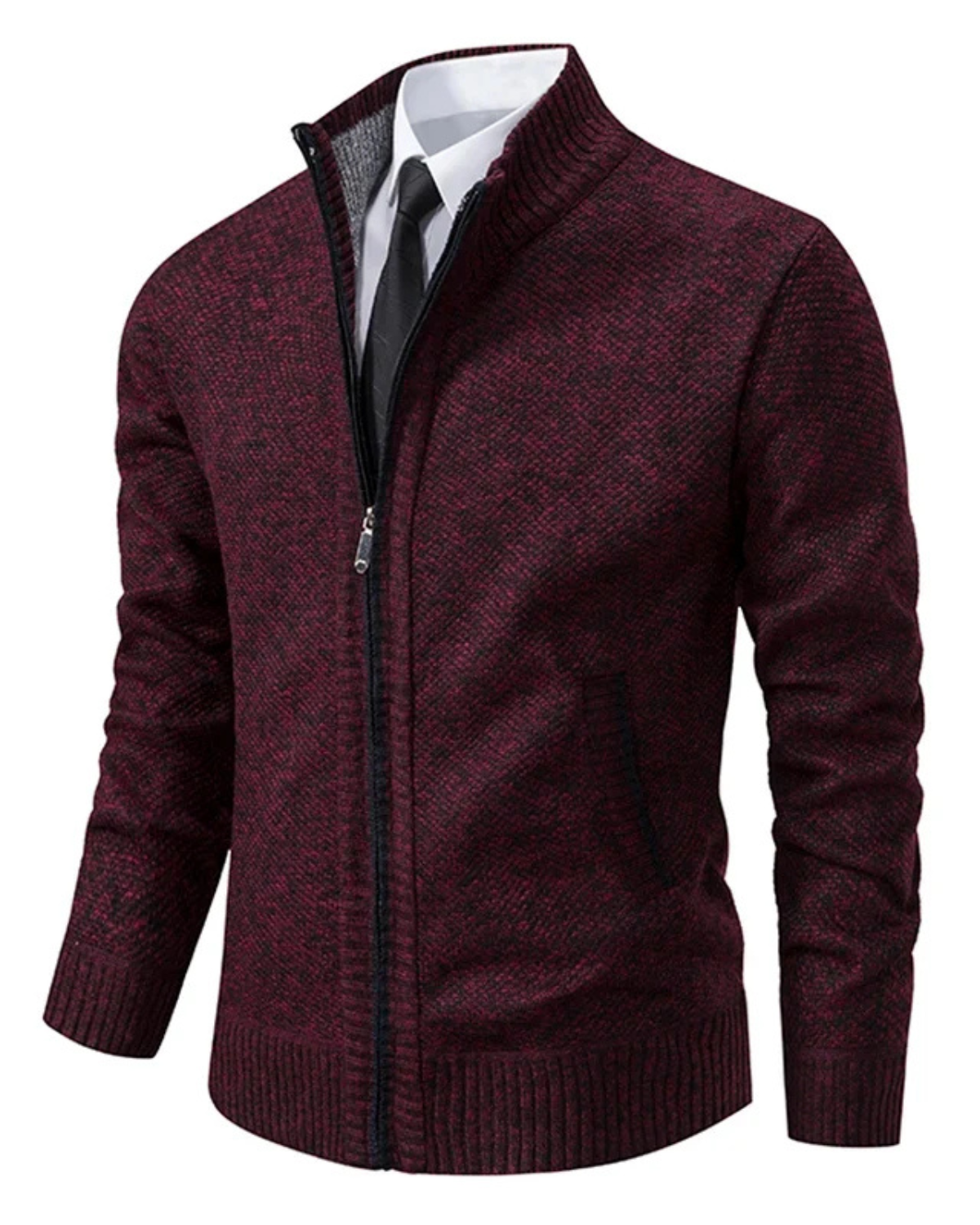 Fleece-Lined Zipper Cardigan