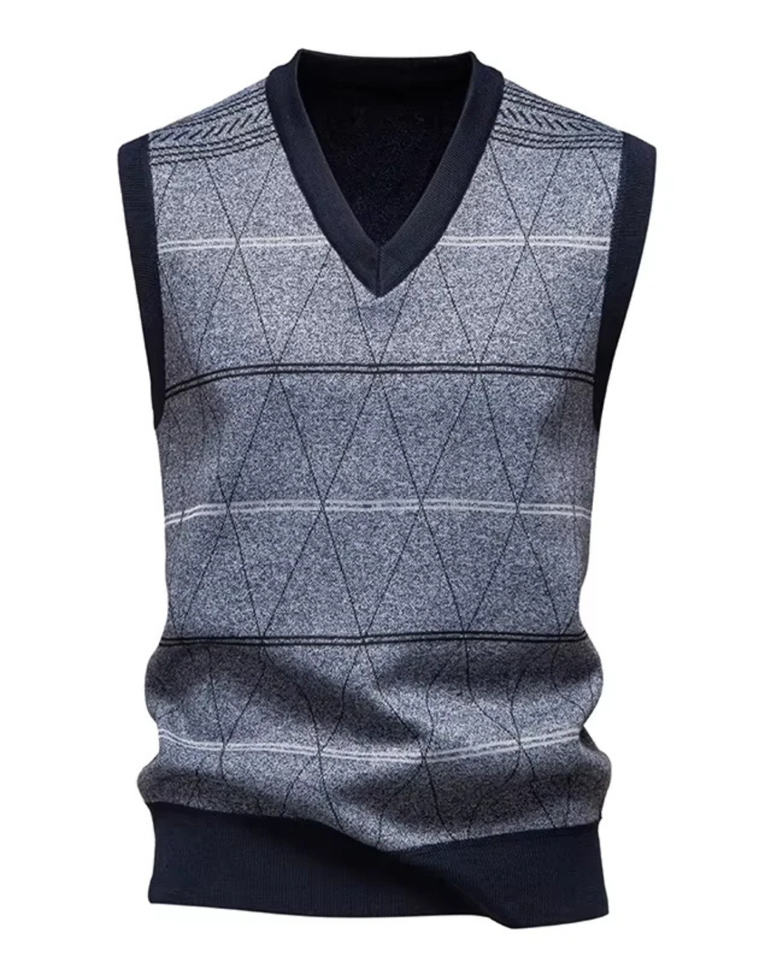 Diamond Grid Knitted Sweater Vest
