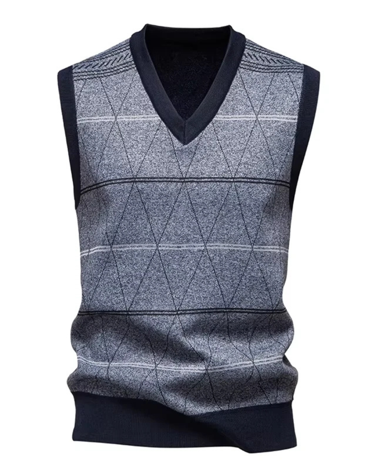 Diamond Grid Knitted Sweater Vest
