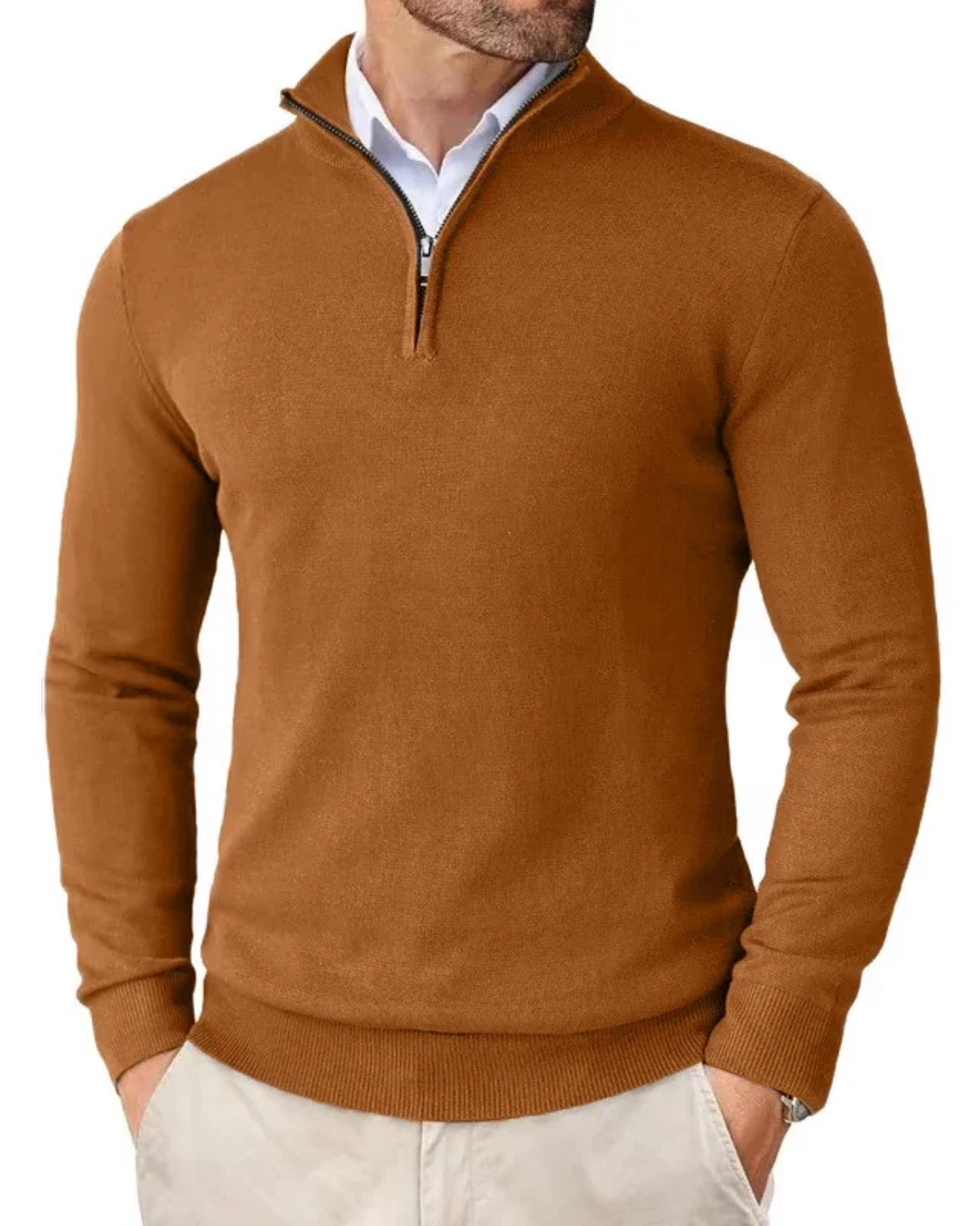 Quarter-Zip Mock Neck Sweater