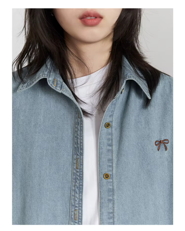 Women’s Blue Embroidered Denim Shirt