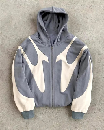 Devil Print Zip-Up Hoodie