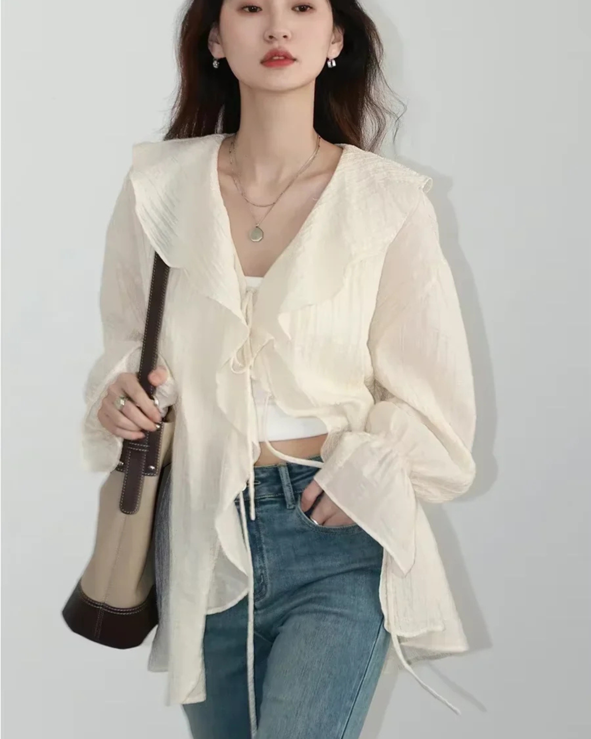 Women’s Ruffle Lace-Up Blouse