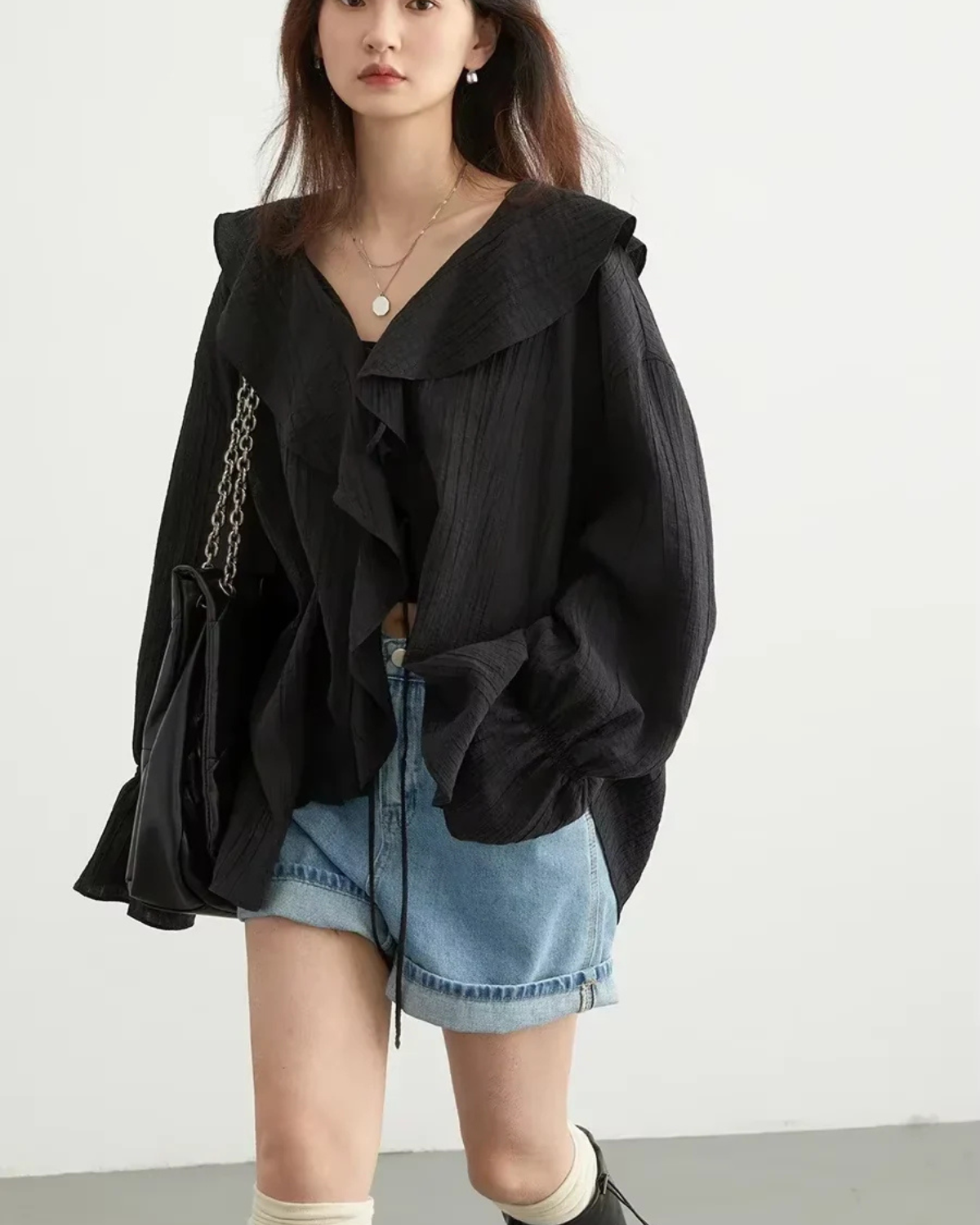 Women’s Ruffle Lace-Up Blouse
