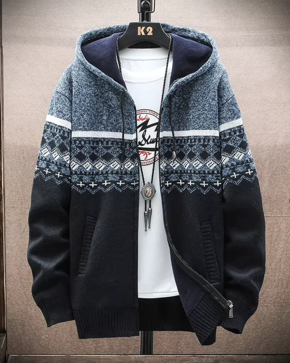 Men’s Plaid Hooded Cardigan