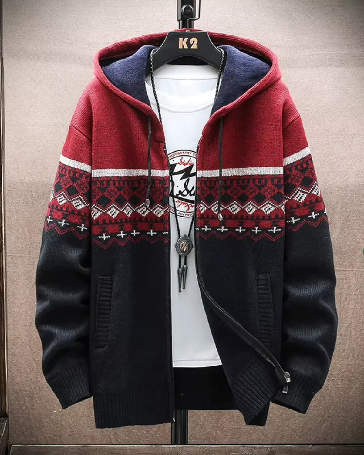 Men’s Plaid Hooded Cardigan