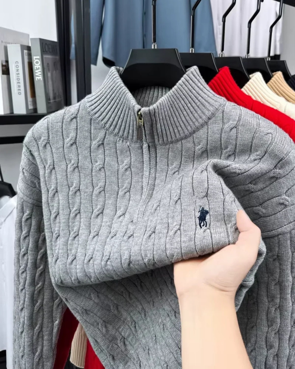 Men’s Embroidered Zip Sweater