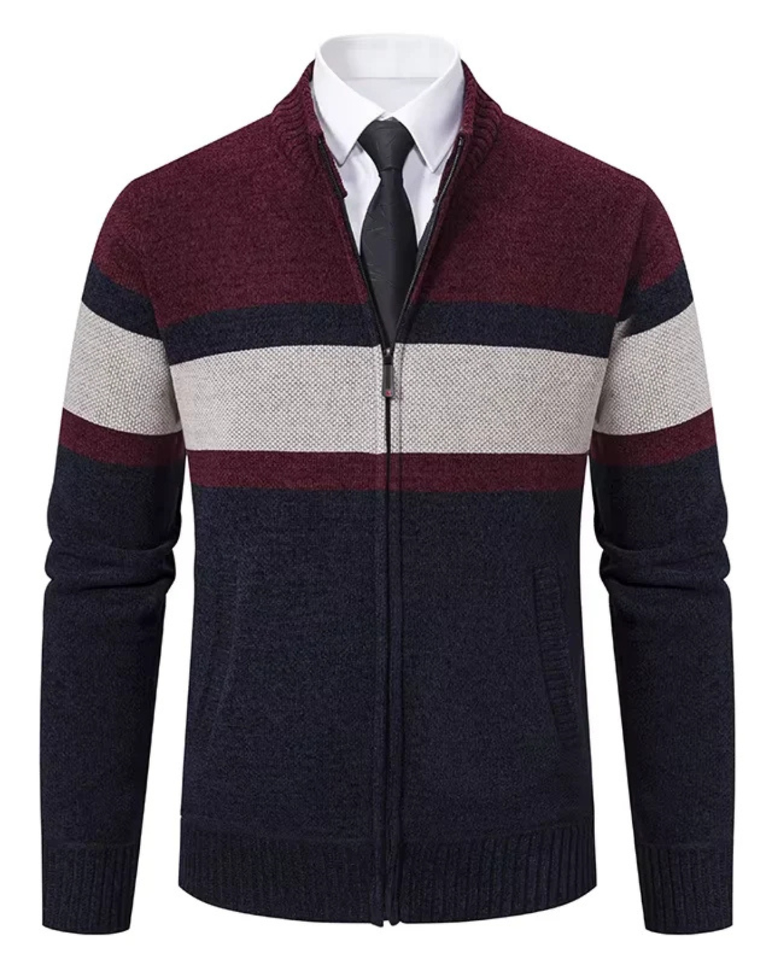 Men’s Striped Fleece Cardigan
