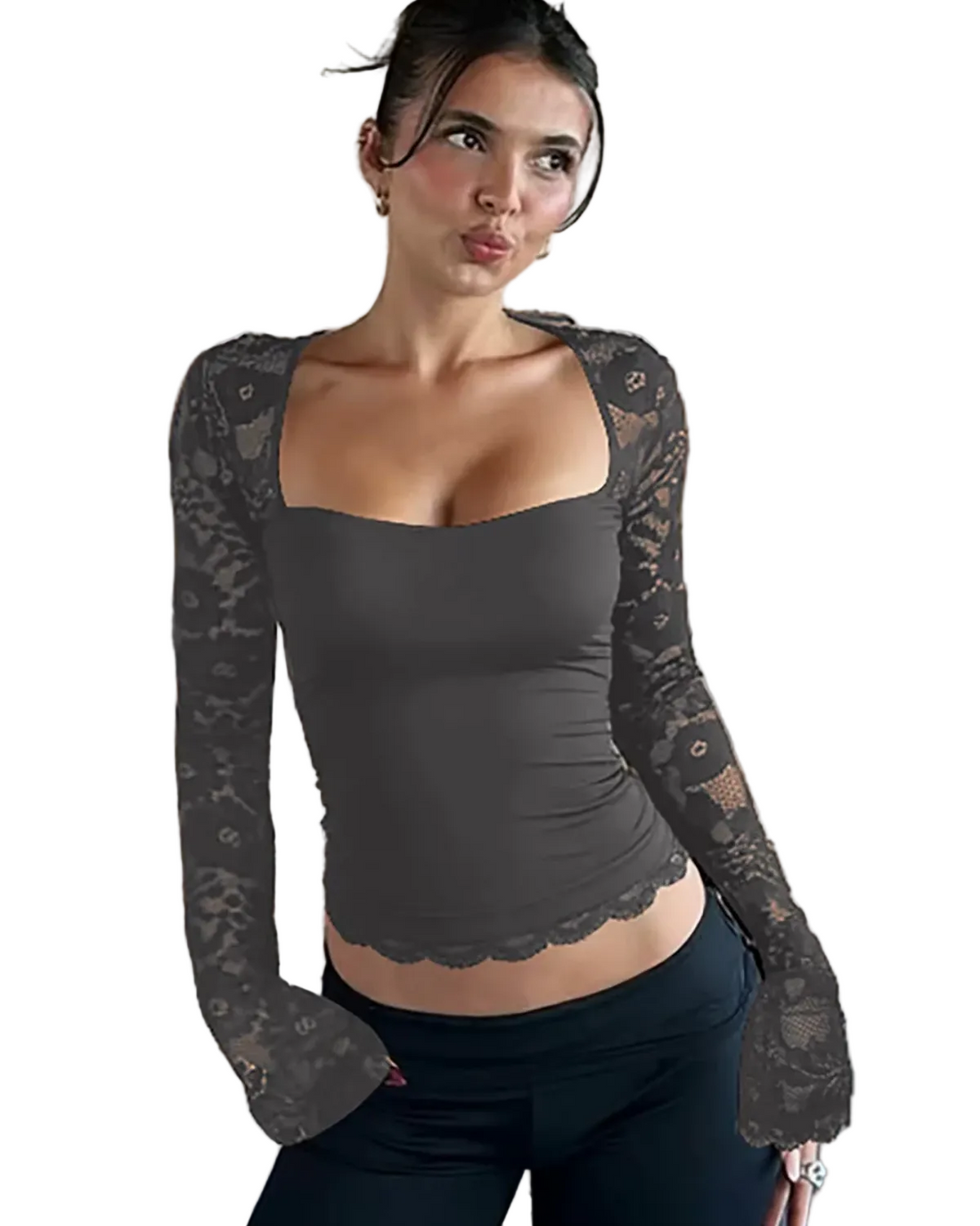 Women’s Lace Floral Crop Top