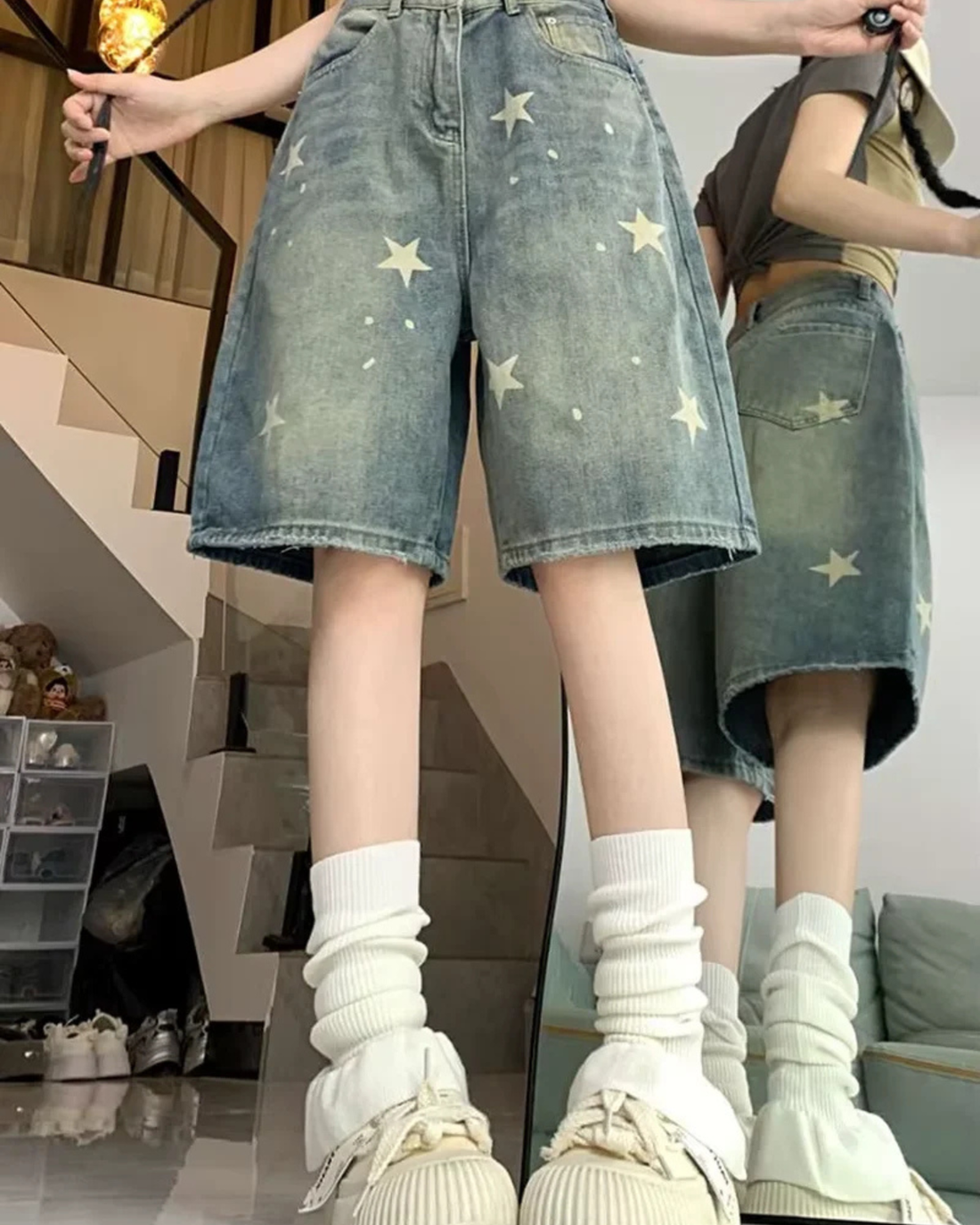 Women’s Retro Washed Denim Shorts