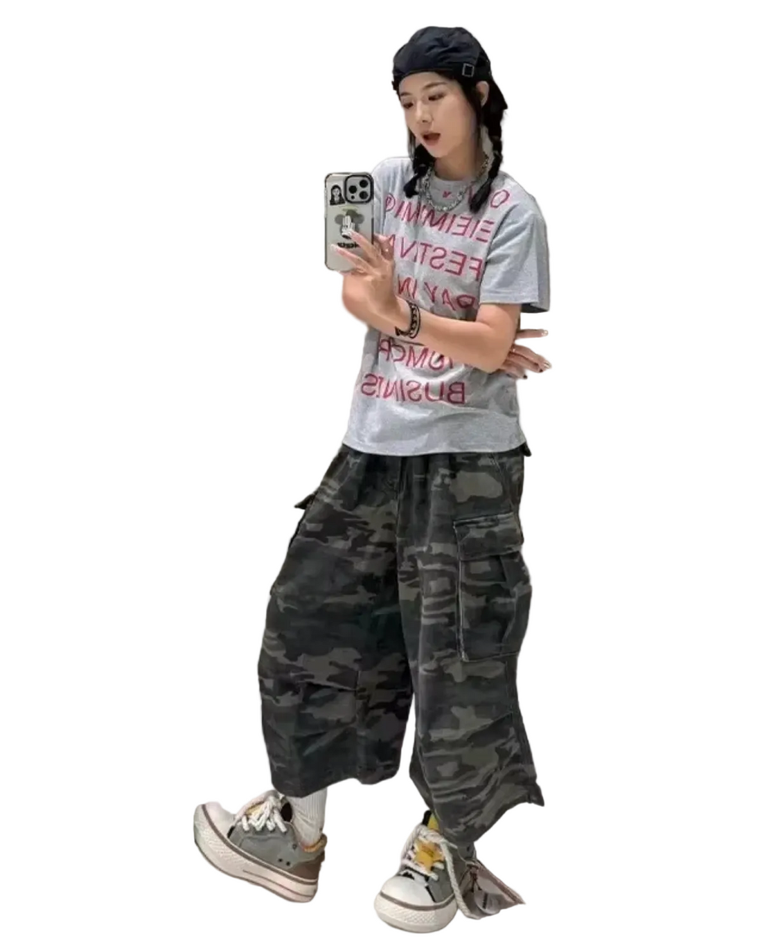 Women’s Washed Camo Denim Shorts