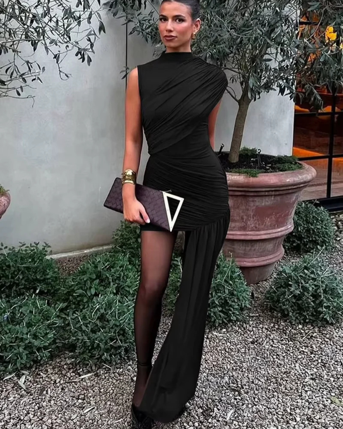 Women’s Ruched Turtleneck Mini Dress
