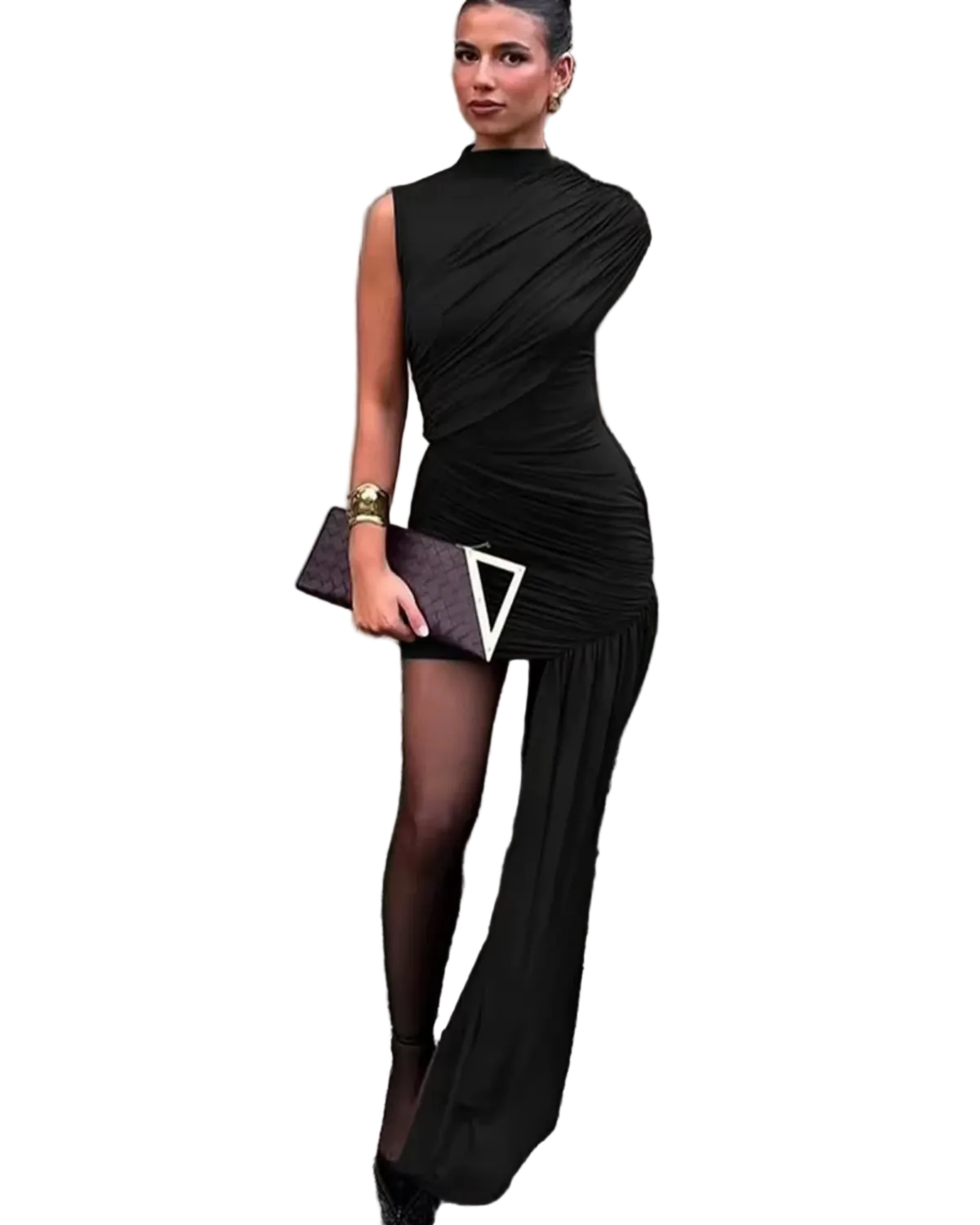 Women’s Ruched Turtleneck Mini Dress