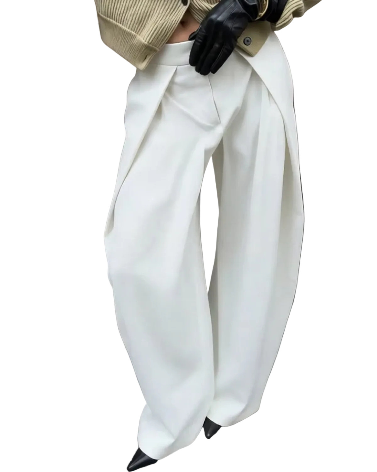 Pleated Wide-Leg Trousers with Pockets