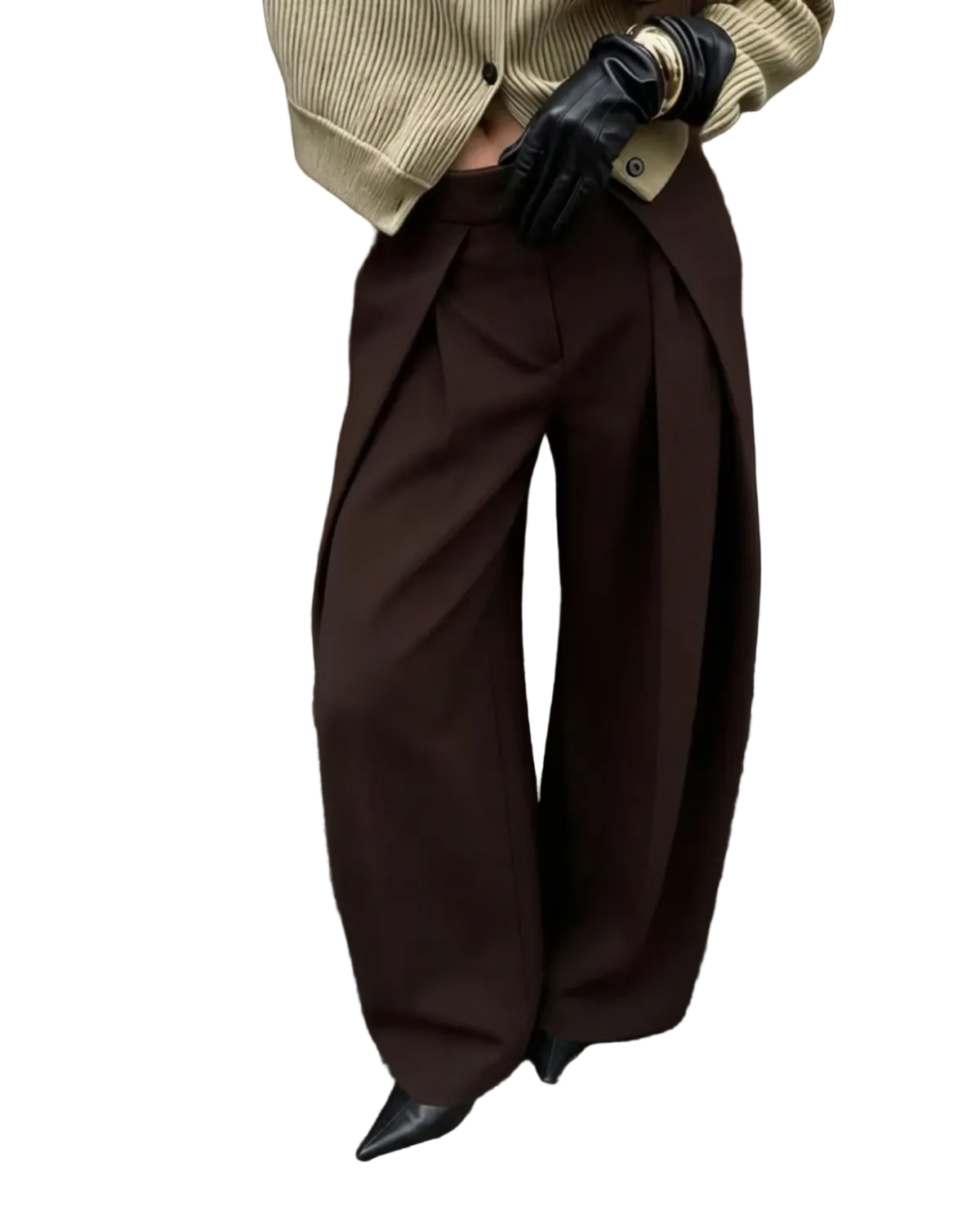 Pleated Wide-Leg Trousers with Pockets