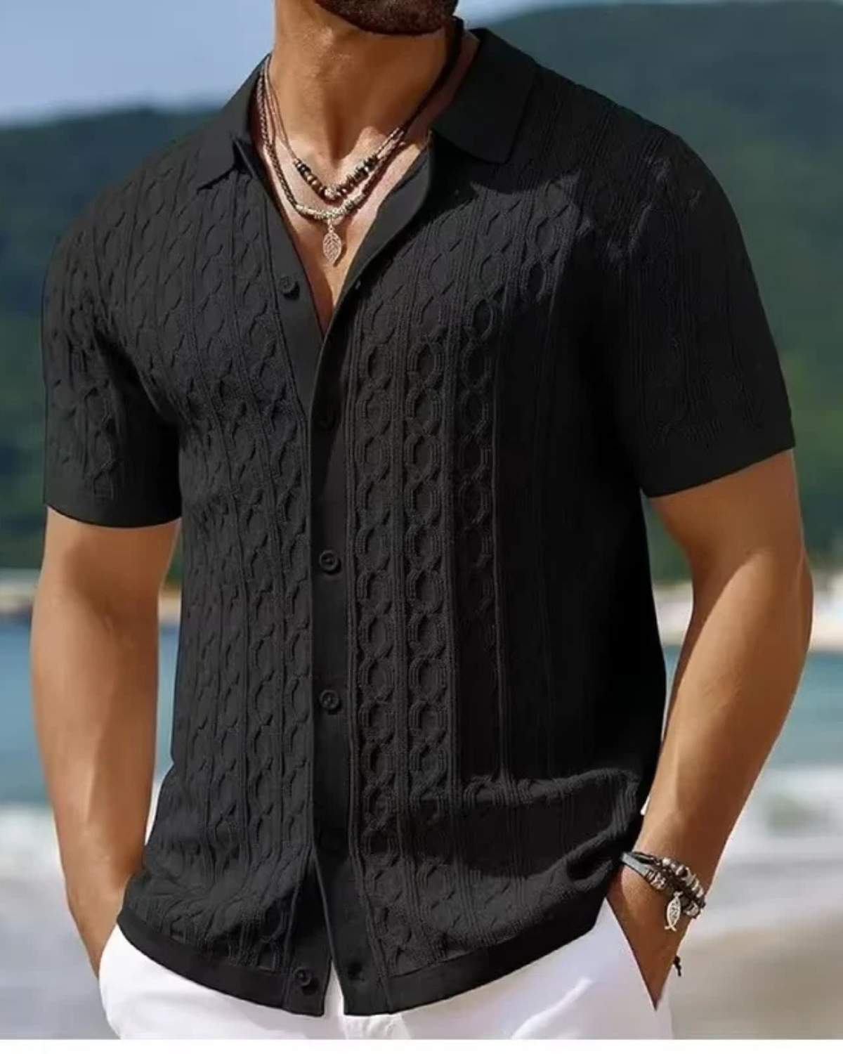 Men’s Embroidered Button-Up Shirt