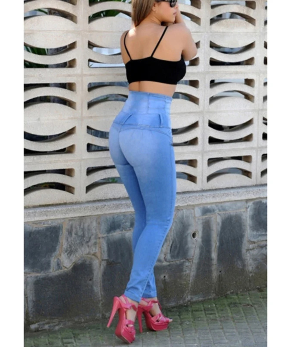 High-Waist Slim Fit Denim Jeans