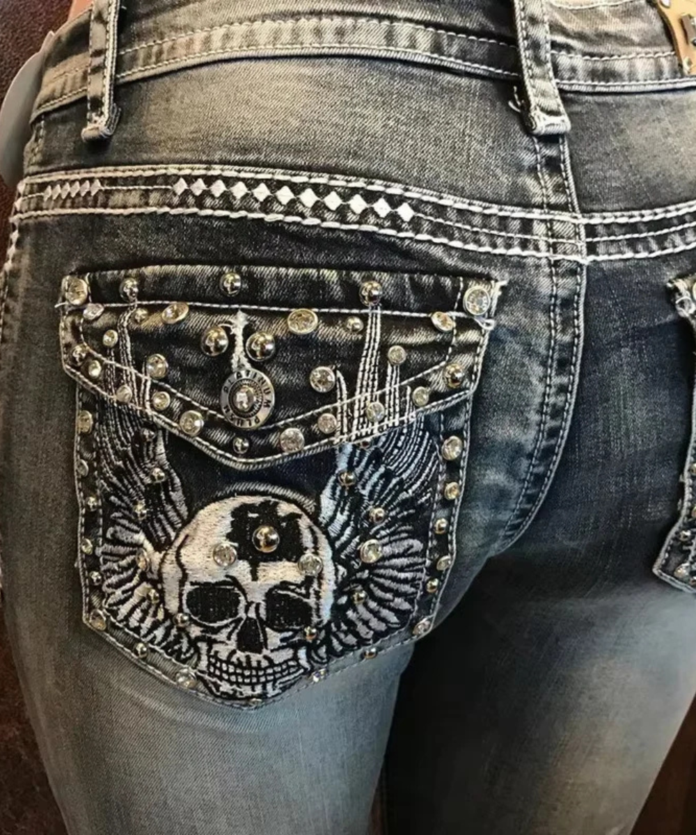 High-Waist Straight-Leg Black Jeans