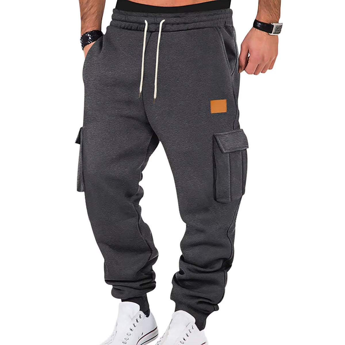 Men'S Cargo Pants 2025 New Casual Loose Autumn Winter Straight Baggy Pants Multi-Pockets Solid Color Pinting Sweatpants ﻿