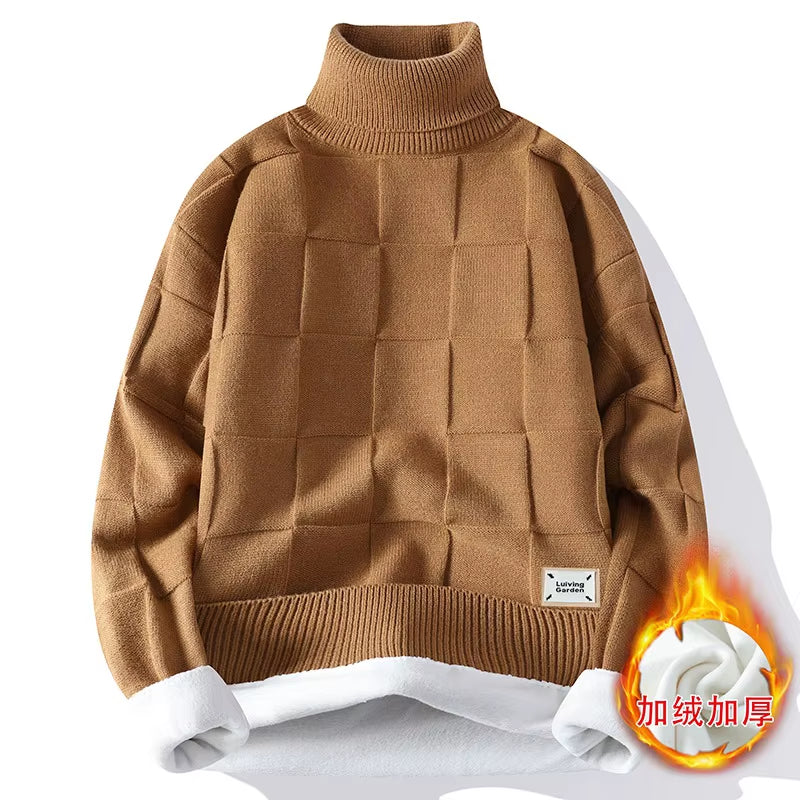 New Winter Men Fleece Warm Turtlenecks Sweaters Man Knitted Loose Casual Pullovers Good Quality Male Winter Sweaters Size 4XL