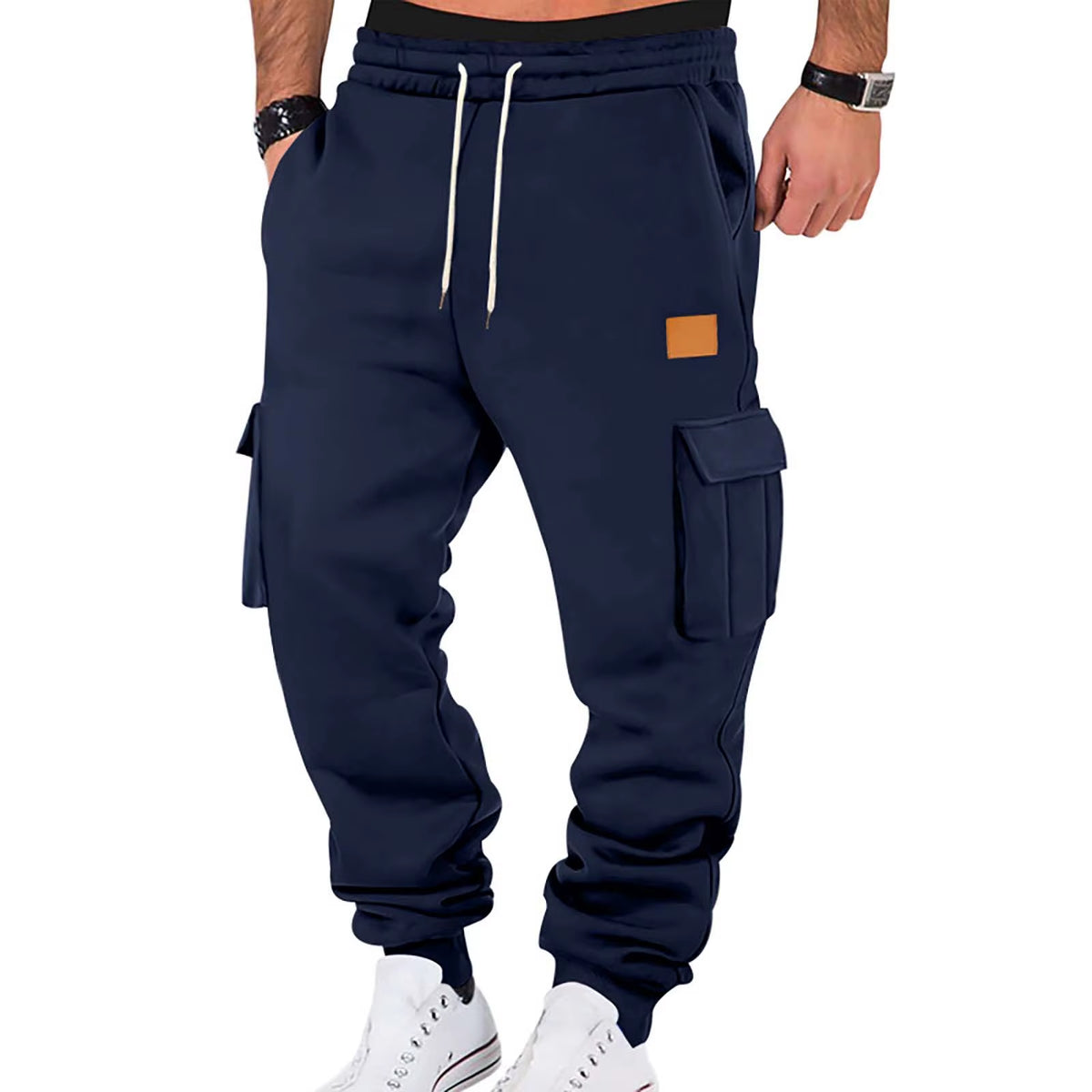 Men'S Cargo Pants 2025 New Casual Loose Autumn Winter Straight Baggy Pants Multi-Pockets Solid Color Pinting Sweatpants ﻿