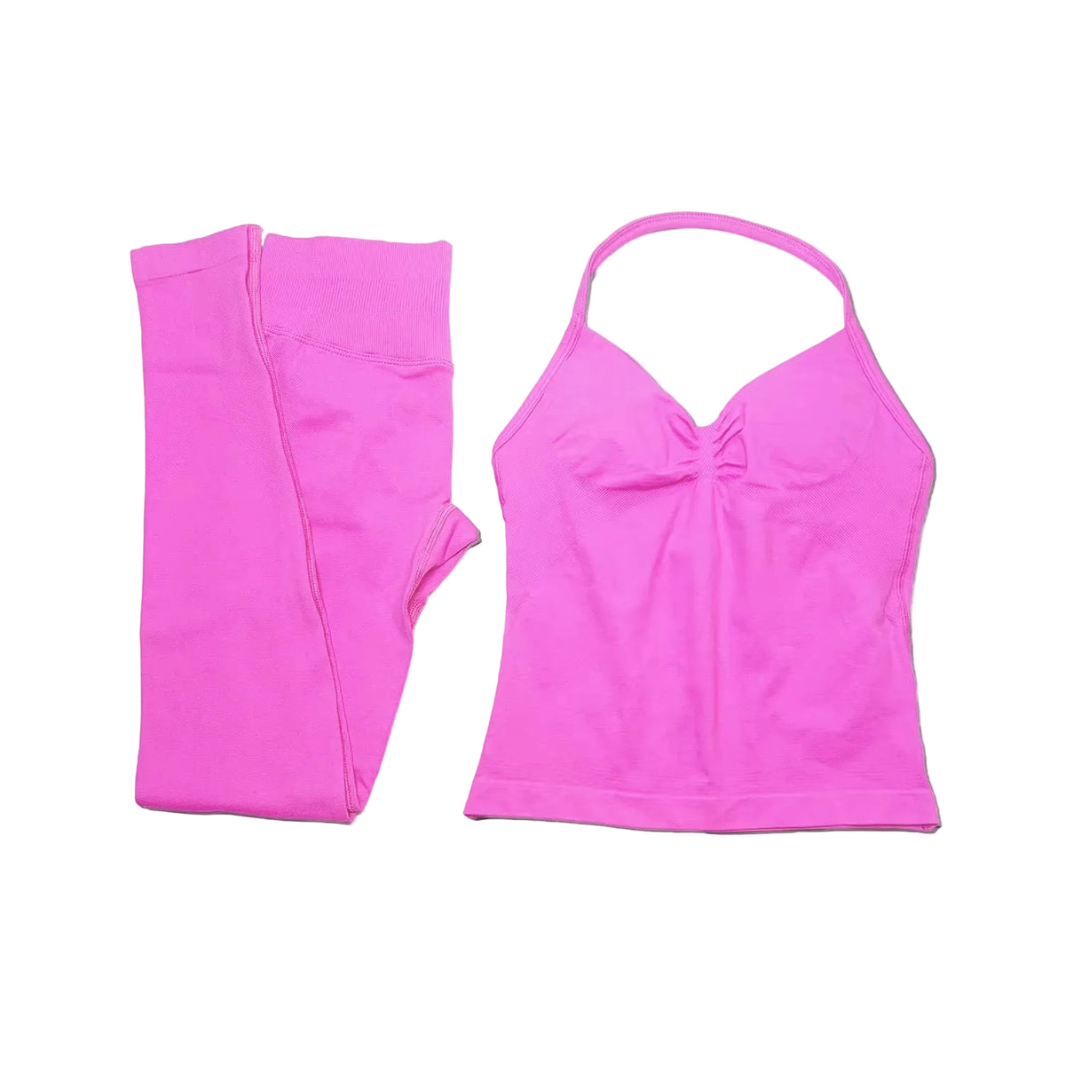 Sportswear Woman Gym Set 2 Piece Workout Longline Strappy Top and Leggings Yoga Pilates Clothing Sports Fitness Suit
