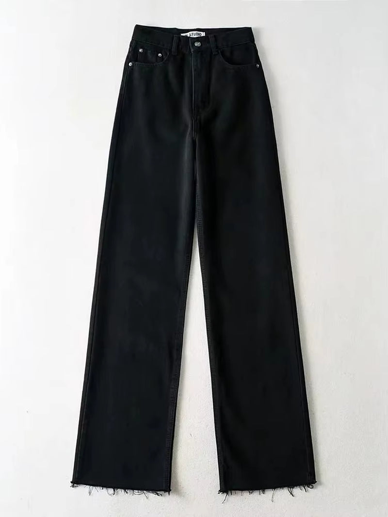 Casual Fashion Straight Leg Women'S Jeans Denim Bottom Harajuku Boyfriend Long High Waist Baggy Jeans Fall Pants