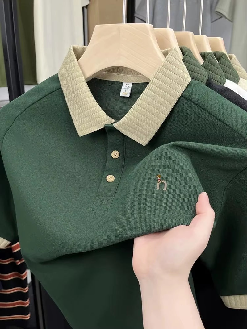Luxury Brand Men'S Short Sleeve Polo Shirt Summer Fashion Hot Selling Original Dog Embroidery Boutique Top Golf Casual T-Shirt