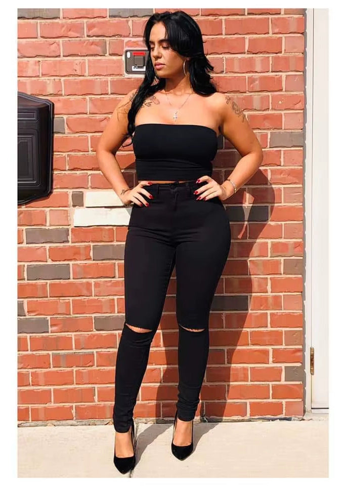 2023 Spring New Women'S White High Waist Ripped Jeans Fashion Slim Stretch Denim Pencil Pants Casual Female Clothing S-3XL