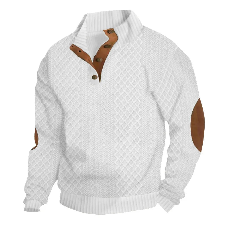 2026 Cross-Border Hot-Selling Autumn and Winter Men'S Casual Stand-Up Collar Long-Sleeved Jacquard Knitted Pullover Sweater