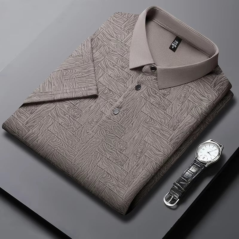 2024 Summer New Men'S Business Print Short Sleeved POLO Shirt Comfortable and Cool Casual Fashion T-Shirt