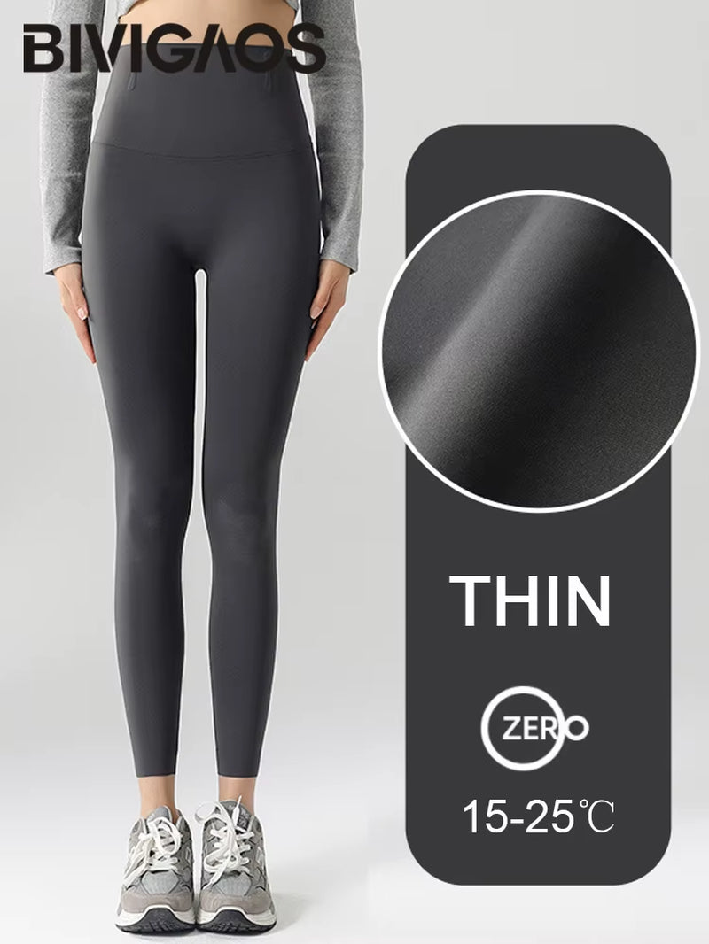 Autumn Winter High Waist Shark Leggings Women'S Seamless Fleece Warm Leggings Slim Thin Casual Sports Fitness Leggings